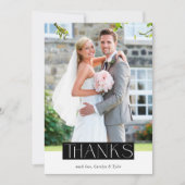 Carte De Remerciements MARIAGE THANKS photo moderne chic serif superposit (Devant)
