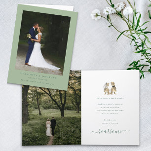 Carte De Remerciements Mariage Thème Dinosaure Photo Vert Sauge