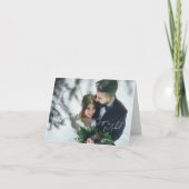 Carte De Remerciements Mariage Thème Hiver Script Photo (Devant)