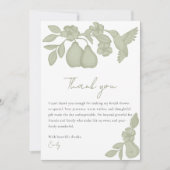 Carte De Remerciements Mariage thème Poire Parfaite | Vert Sauge (Devant)