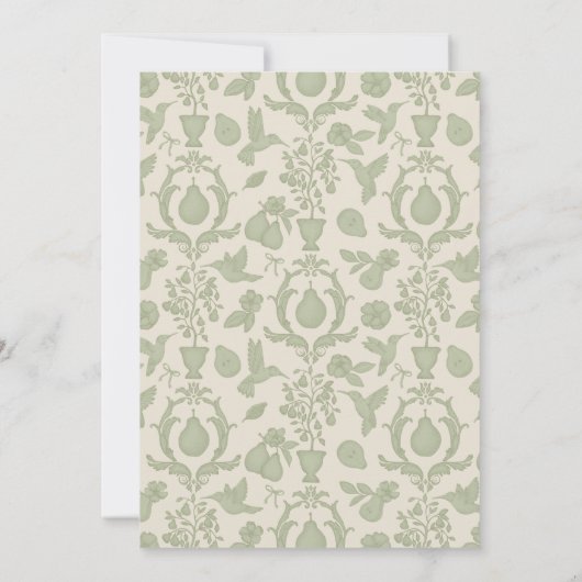 Carte De Remerciements Mariage thème Poire Parfaite | Vert Sauge (Dos)