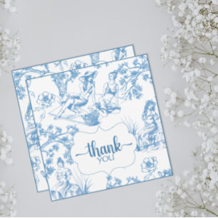 Carte De Remerciements Mariage Toile de Jouy Bleue et Blanche
