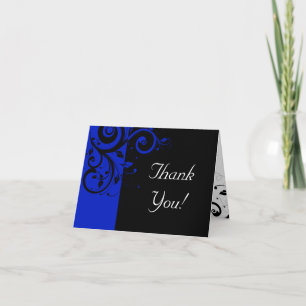 Carte De Remerciements Mariage Tourbillon Inverse Noir/Bleu Royal