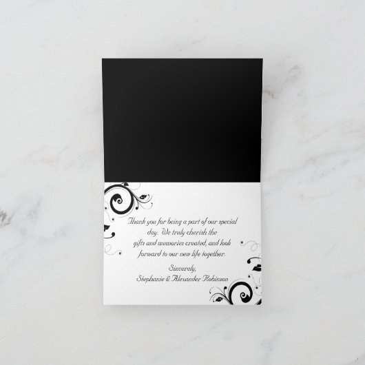 Carte De Remerciements Mariage Tourbillon Inversé Noir/Bleu Royal (Intérieur)