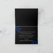 Carte De Remerciements Mariage Tourbillon Noir/Blanc/Bleu Cobalt (Intérieur)