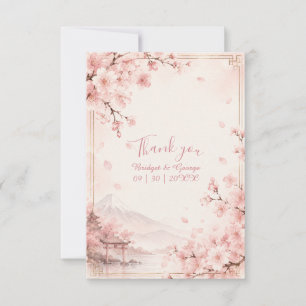 Carte De Remerciements Mariage Traditionnel Sakura Mont Fuji Élégance