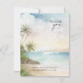 Carte De Remerciements Mariage Tropical Beach Palm Trees (Devant)