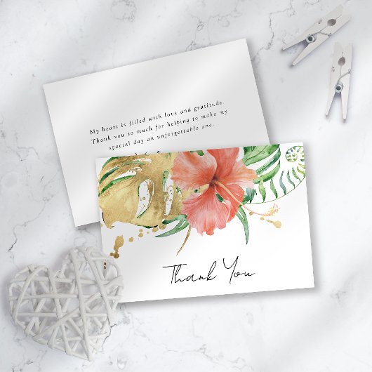 Carte De Remerciements Mariage Tropical Floral de Destination Shower de M