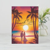 Carte De Remerciements Mariage tropical Moderne Calligraphie Script (Debout devant)