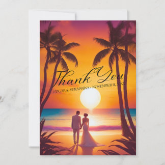 Carte De Remerciements Mariage tropical Moderne Calligraphie Script