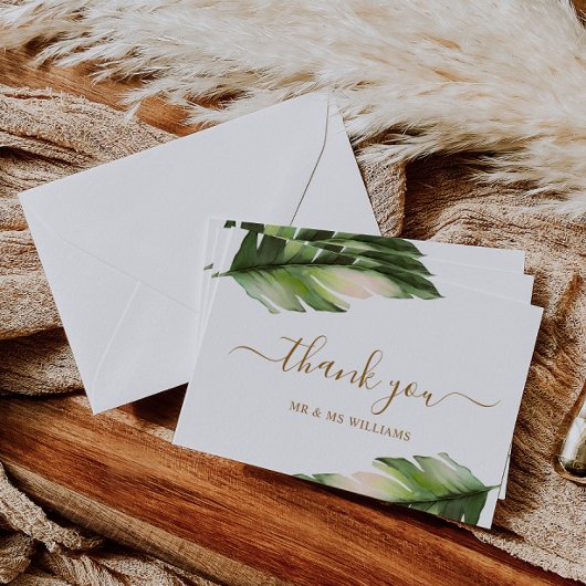 Carte de remerciements Mariage Tropical Palm Leaf
