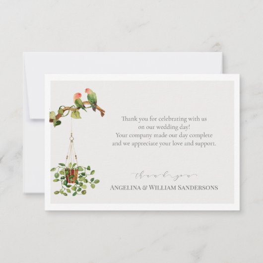 Carte de remerciements Mariage Tropical Palm Tree (Dos)