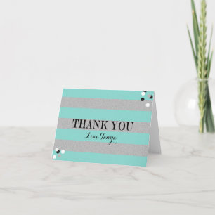 Carte De Remerciements Mariage Turquoise Blue & Silver Douche personnelle