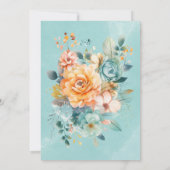 Carte de remerciements Mariage Turquoise et Orange (Dos)