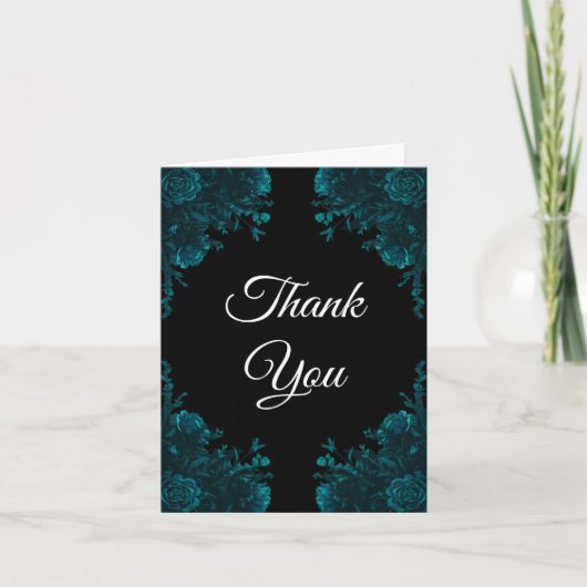 Carte de remerciements Mariage Turquoise foncé (Devant)