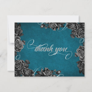 Carte De Remerciements Mariage turquoise Rose noir