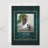 Carte De Remerciements Mariage Turquoise Rustic Wood (Devant)