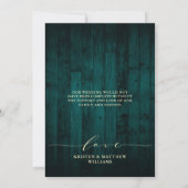 Carte De Remerciements Mariage Turquoise Rustic Wood (Dos)
