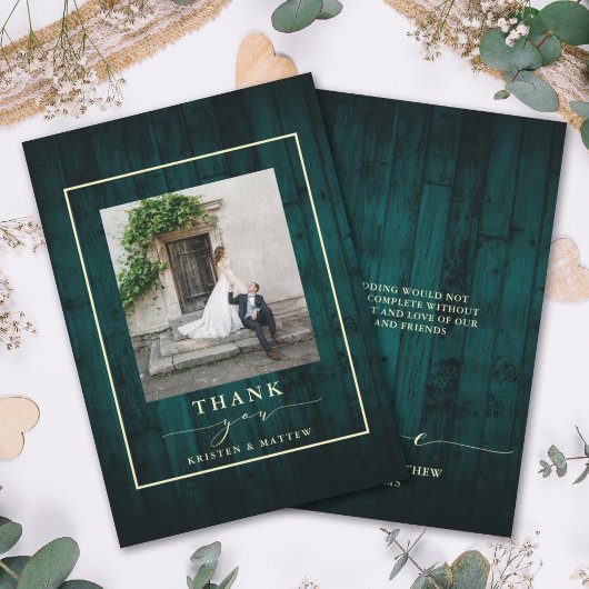 Carte De Remerciements Mariage Turquoise Rustic Wood