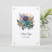 Carte De Remerciements Mariage turquoise, violet et or (Debout devant)