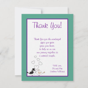 Carte de remerciements Mariage Turquoise/violet In