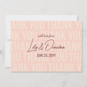 Carte De Remerciements Mariage Typographie Moderne Rouge Gêné et Brun Fon