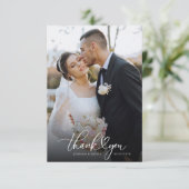 Carte De Remerciements Mariage Typographie Script Cœur (Debout devant)