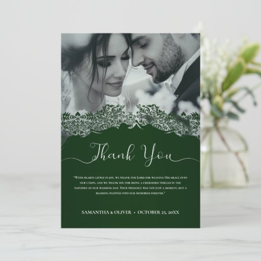 carte de remerciements Mariage vert (Debout devant)