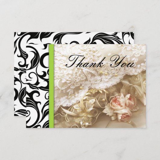 Carte de remerciements Mariage Vert (Devant / Derrière)