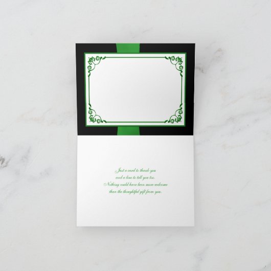 Carte de remerciements Mariage vert, blanc, noir (Intérieur)