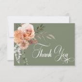 Carte De Remerciements Mariage vert Boho Peach & Rust Floral Sage (Devant)