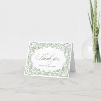 Carte De Remerciements Mariage vert de la saison florale de la Renaissanc
