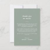Carte De Remerciements Mariage vert de taille minimale simple (Dos)