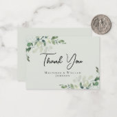 Carte de remerciements Mariage vert Eucalyptus Sag (Devant/Arrière en situation)