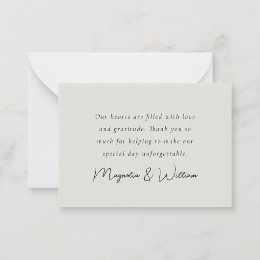 Carte de remerciements Mariage vert Eucalyptus Sag (Dos)