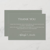 Carte De Remerciements Mariage vert moderne Sage (Devant / Derrière)