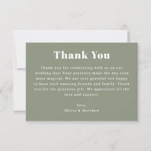 Carte De Remerciements Mariage Vert Sauge Jardin Élégant Minimaliste