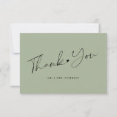 Carte De Remerciements Mariage vert sauge simple élégant script (Devant)