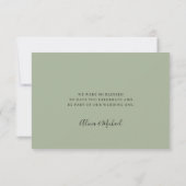 Carte De Remerciements Mariage vert sauge simple élégant script (Dos)