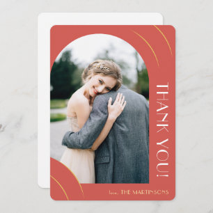 Carte De Remerciements Mariage vibrant de photos rouges