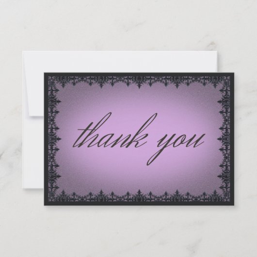 Carte De Remerciements Mariage victorien gothique frontière de fer violet (Devant)