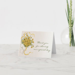 Carte De Remerciements Mariage Vintage, Fleurs de Bouton d'Or Jaunes et A