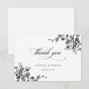 Carte De Remerciements Mariage Vintage Floral élégant
