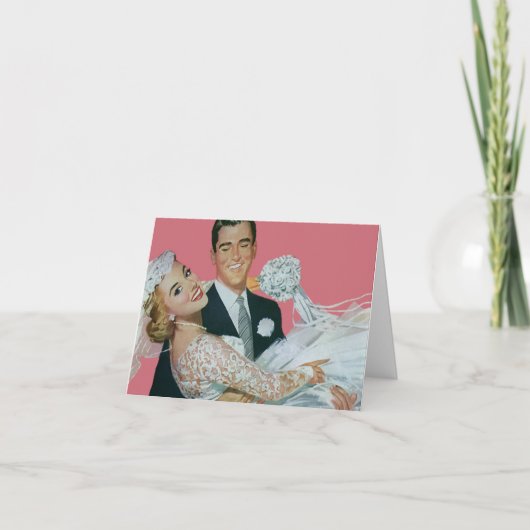 Carte De Remerciements Mariage vintage, jeunes mariés, remerciements de l (Devant)