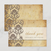 Carte de remerciements Mariage Vintage Mocha (Devant / Derrière)