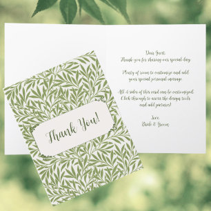 Carte De Remerciements Mariage Vintage, Motif de feuilles de saule victor
