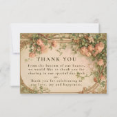 Carte De Remerciements Mariage Vintage Rose en Arc (Devant)