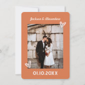 Carte de remerciements Mariage vintage rose orange (Dos)