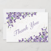 Carte De Remerciements Mariage violet d'aquarelle violette (Devant)
