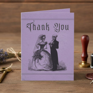 Carte De Remerciements Mariage Violet Gothique Noir Toile Vintage Couple
